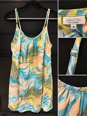 Women's Tropical Blue & Peach Print One-Piece